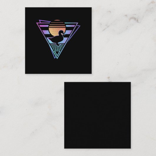 Duck Retro 80s EDM Synthwave Gift T-Shirt Vierkante Visitekaartje (Voorkant / Achterkant)