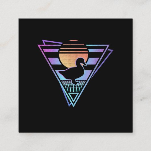 Duck Retro 80s EDM Synthwave Gift T-Shirt Vierkante Visitekaartje (Voorkant)