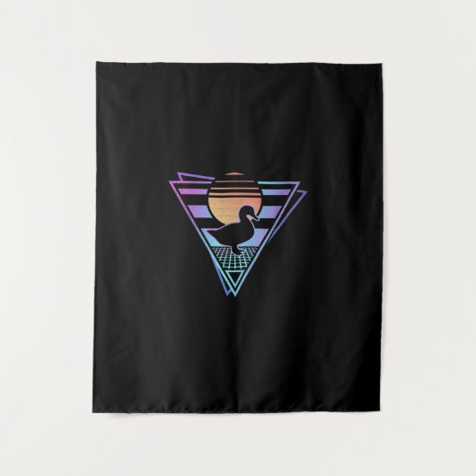 Duck Retro 80s EDM Synthwave Gift T-Shirt Wandkleed (Voorkant)