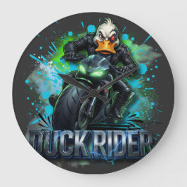 Duck Rider 3D Cyber Duck Motorfiets T-Shirt Grote Klok