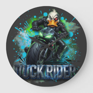 Duck Rider 3D Cyber Duck Motorfiets T-Shirt Grote Klok