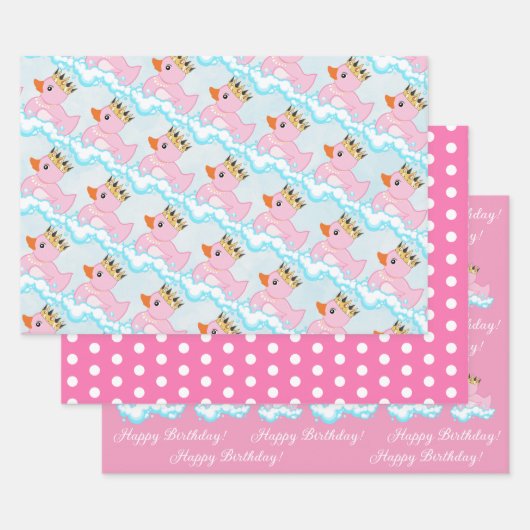 Duck (roze) Birthday Party Wrapping Paper (Set)