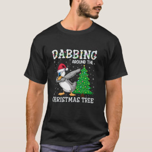 Duck Santa Hat Dabbing rond de kerstboom T T-shirt