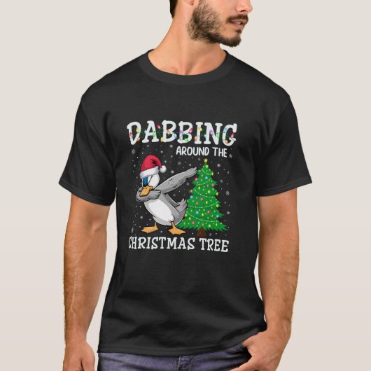Duck Santa Hat Dabbing rond de kerstboom T T-shirt (Voorkant)