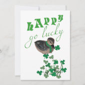 Duck Shamrock Happy Go Lucky St Patrick's Day Feestdagenkaart (Voorkant)