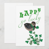 Duck Shamrock Happy Go Lucky St Patrick's Day Feestdagenkaart (Voorkant / Achterkant)