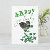Duck Shamrock Happy Go Lucky St Patrick's Day Feestdagenkaart (Staand voorkant)