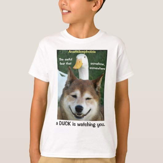 Duck Shiba Inu Dog Anatidaephobia Foto Funny Doge T-shirt (Voorkant)