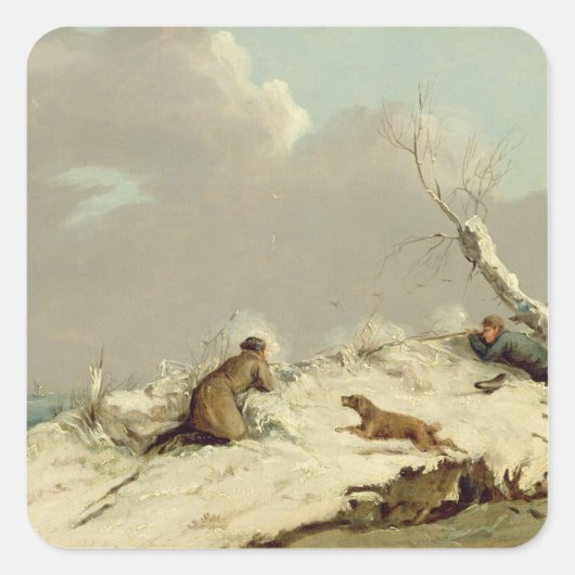 Duck Shooting in Winter (olie op canvas) Vierkante Sticker (Voorkant)