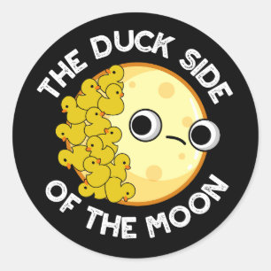 Duck Side of the Moon Astronomy Pun Dark BG Ronde Sticker