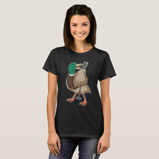 Duck Singer Microfoon Muziek T-shirt (Voorkant volledig)