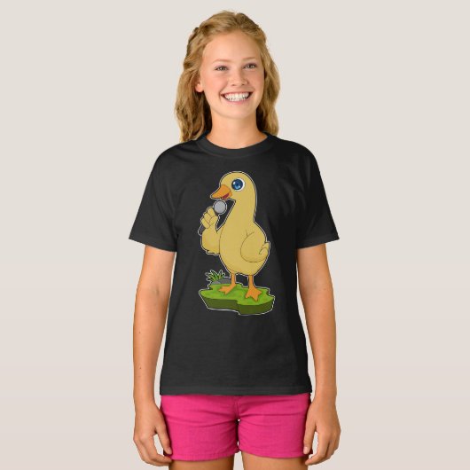 Duck Singer Microfoon Muziek T-shirt (Voorkant volledig)