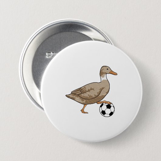 Duck Soccer Player Soccer Ronde Button 7,6 Cm (Voorkant /achterkant)