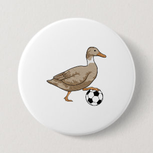 Duck Soccer Player Soccer Ronde Button 7,6 Cm