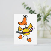 Duck Spelen met Paarse Hula Hoop Cartoon Briefkaart (Staand voorkant)