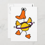 Duck Spelen met Paarse Hula Hoop Cartoon Briefkaart (Voorkant / Achterkant)