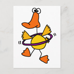 Duck Spelen met Paarse Hula Hoop Cartoon Briefkaart