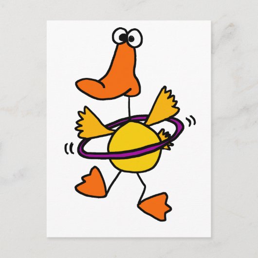 Duck Spelen met Paarse Hula Hoop Cartoon Briefkaart (Voorkant)