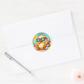 Duck Summer Holiday Fun op het strand Ronde Sticker (Envelop)