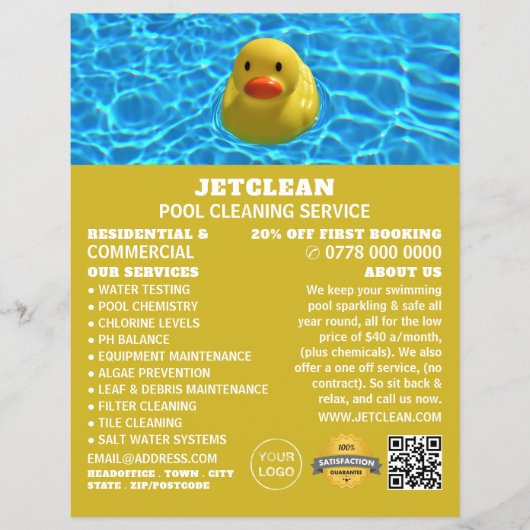 Duck, Swimming Pool Cleaning Flyer (Voorkant)
