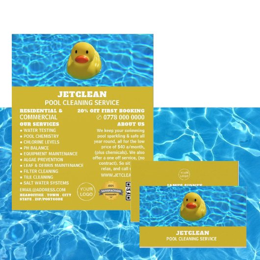 Duck, Swimming Pool Cleaning Flyer