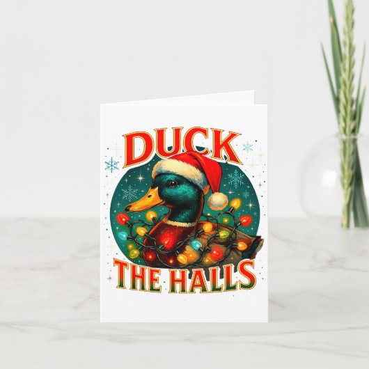 Duck The Halls Funny Christmas Lights Hunting Seas Kaart (Voorkant)