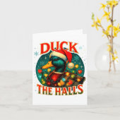 Duck The Halls Funny Christmas Lights Hunting Seas Kaart (Gele Bloem)