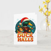 Duck The Halls Funny Christmas Lights Hunting Seas Kaart (Gele Bloem)