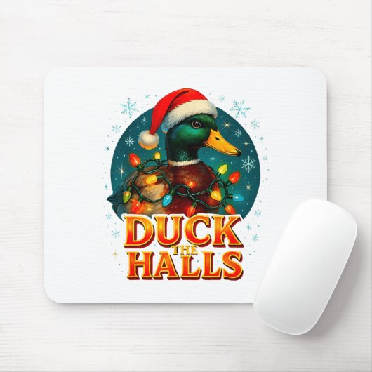 Duck The Halls Funny Christmas Lights Hunting Seas Muismat (Met muis)