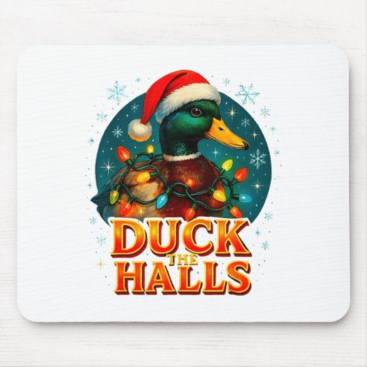 Duck The Halls Funny Christmas Lights Hunting Seas Muismat (Voorkant)