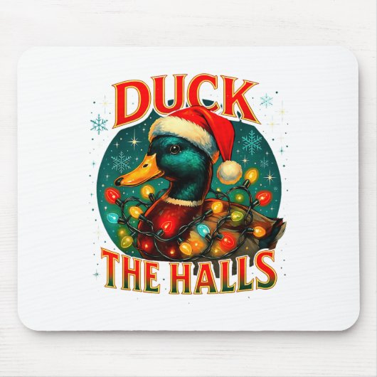 Duck The Halls Funny Christmas Lights Hunting Seas Muismat (Voorkant)