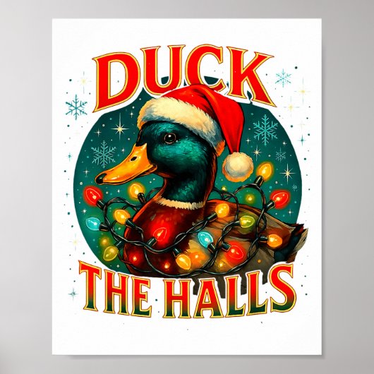 Duck The Halls Funny Christmas Lights Hunting Seas Poster (Voorkant)