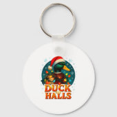 Duck The Halls Funny Christmas Lights Hunting Seas Sleutelhanger (Voorkant)
