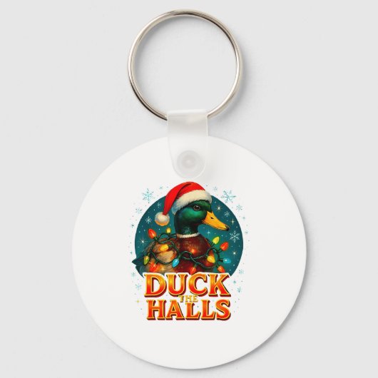 Duck The Halls Funny Christmas Lights Hunting Seas Sleutelhanger (Voorkant)