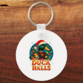 Duck The Halls Funny Christmas Lights Hunting Seas Sleutelhanger (Voorkant)