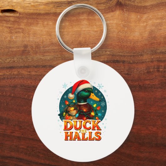 Duck The Halls Funny Christmas Lights Hunting Seas Sleutelhanger (Voorkant)