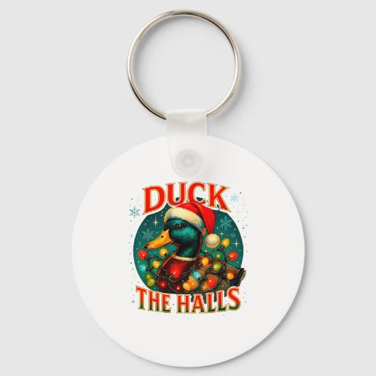 Duck The Halls Funny Christmas Lights Hunting Seas Sleutelhanger (Voorkant)