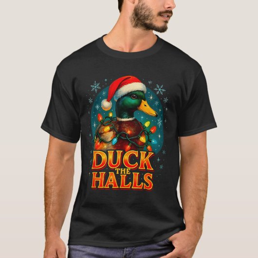 Duck The Halls Funny Christmas Lights Hunting Seas T-shirt (Voorkant)