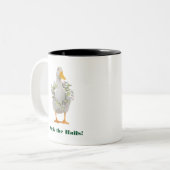 Duck the Halls White Kerstmis Duck Tweekleurige Koffiemok (Voorkant links)