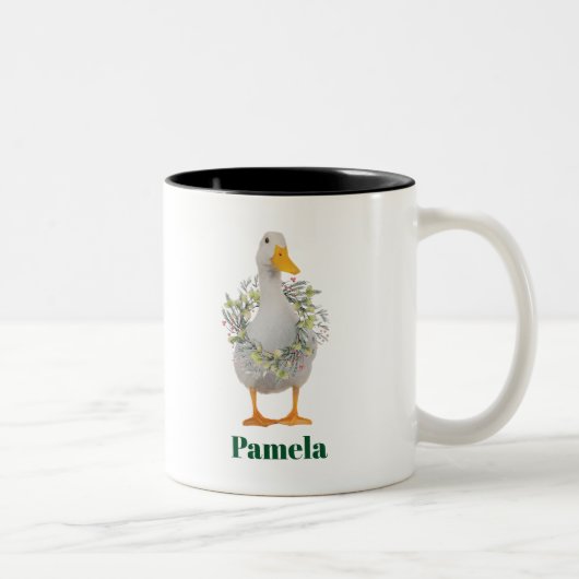 Duck the Halls White Kerstmis Duck Tweekleurige Koffiemok (Rechts)