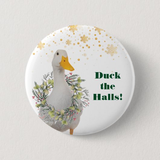Duck the Halls White Kerstmis Ronde Button 5,7 Cm (Voorkant)