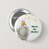 Duck the Halls White Kerstmis Ronde Button 5,7 Cm (Voorkant /achterkant)