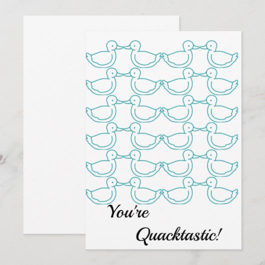 Duck Thed "You are Quacktastic" Hartelijk dank Bedankkaart (Voorkant / Achterkant)