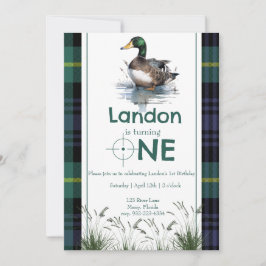 Duck Thema 1e Verjaardag Jager groen plaid Kaart