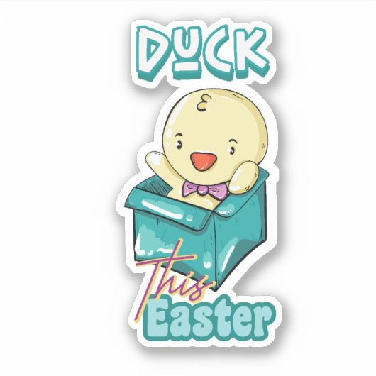 Duck This Easter Kawaii Fun Sticker (Voorkant)