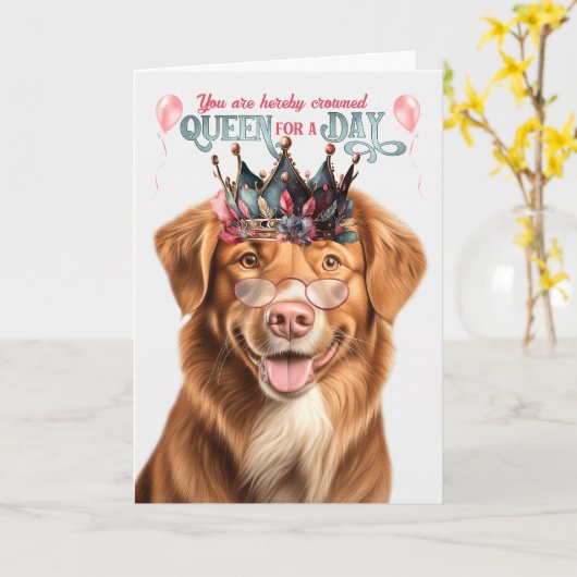 Duck Tolling Retriever Koningin Dag Grappige Verja Kaart (Gele Bloem)