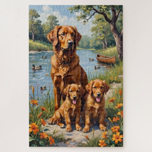 Duck Tolling Retriever Riverside Lily Kunst Legpuzzel (Verticaal)