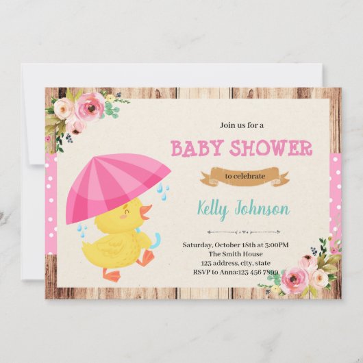 Duck umbrella shower invitation kaart (Voorkant)