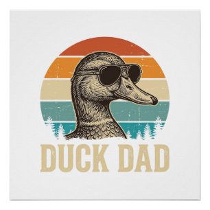 Duck Vader Vintage Gravure Retro Zonsondergang Shi Perfect Poster