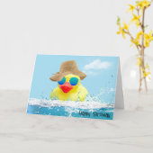 Duck van Birthday met zonnebril in water Kaart (Gele Bloem)